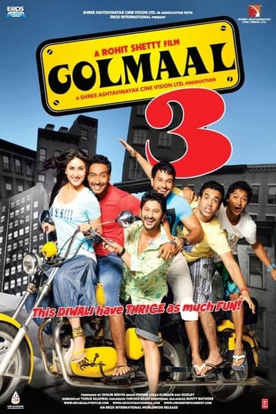 Golmaal 3 (2010) Hindi Movie 480p | 720p | 1080p WEB-DL 400MB | 1GB ESub